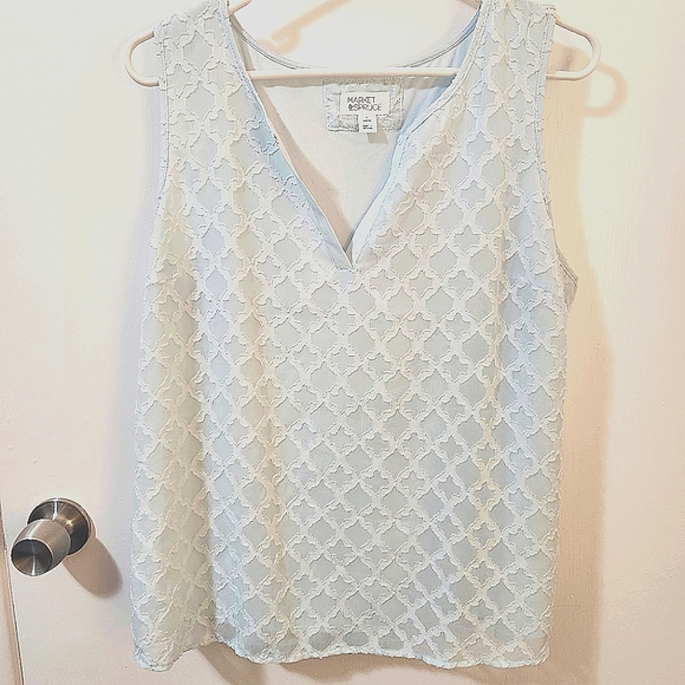 Market & Spruce Light Blue Textured Top XLP